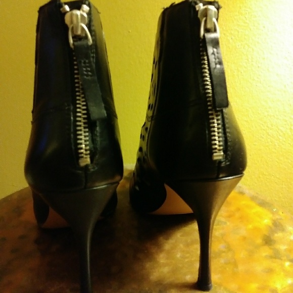 Black Leather Booty with Laser Cut Out - Picture 2 of 4